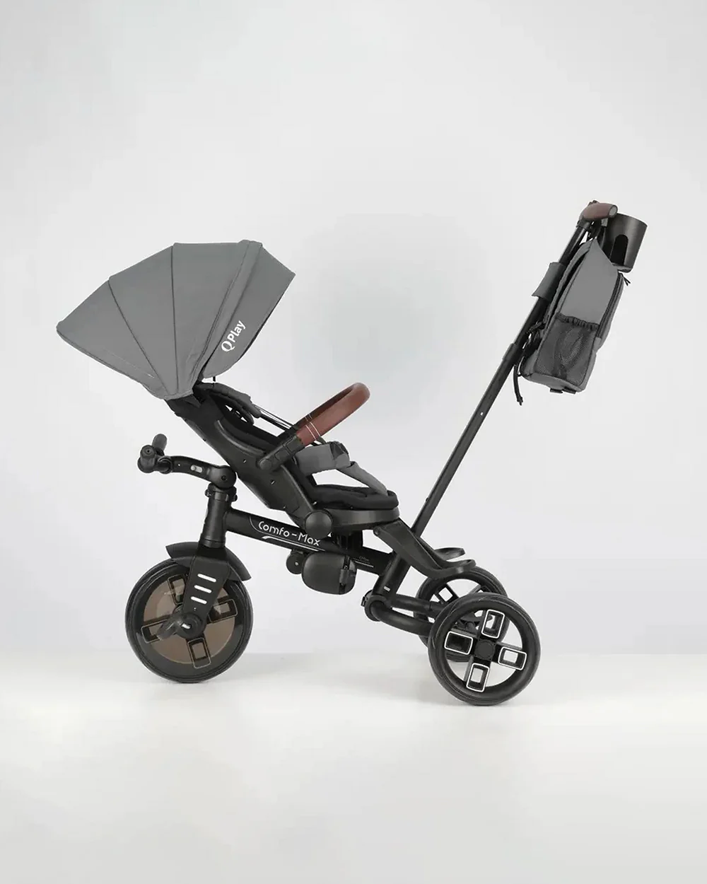 Qplay Comfo Max 7-in-1 Trike-Height Adjustable Parent Handle Bar-360 Degrees Rotating Seat-Adjustable Backrest-Foldable Frame-With Detachable Backpack-For 10M to 6Y (Upto 25 Kg)-Grey - Image 10