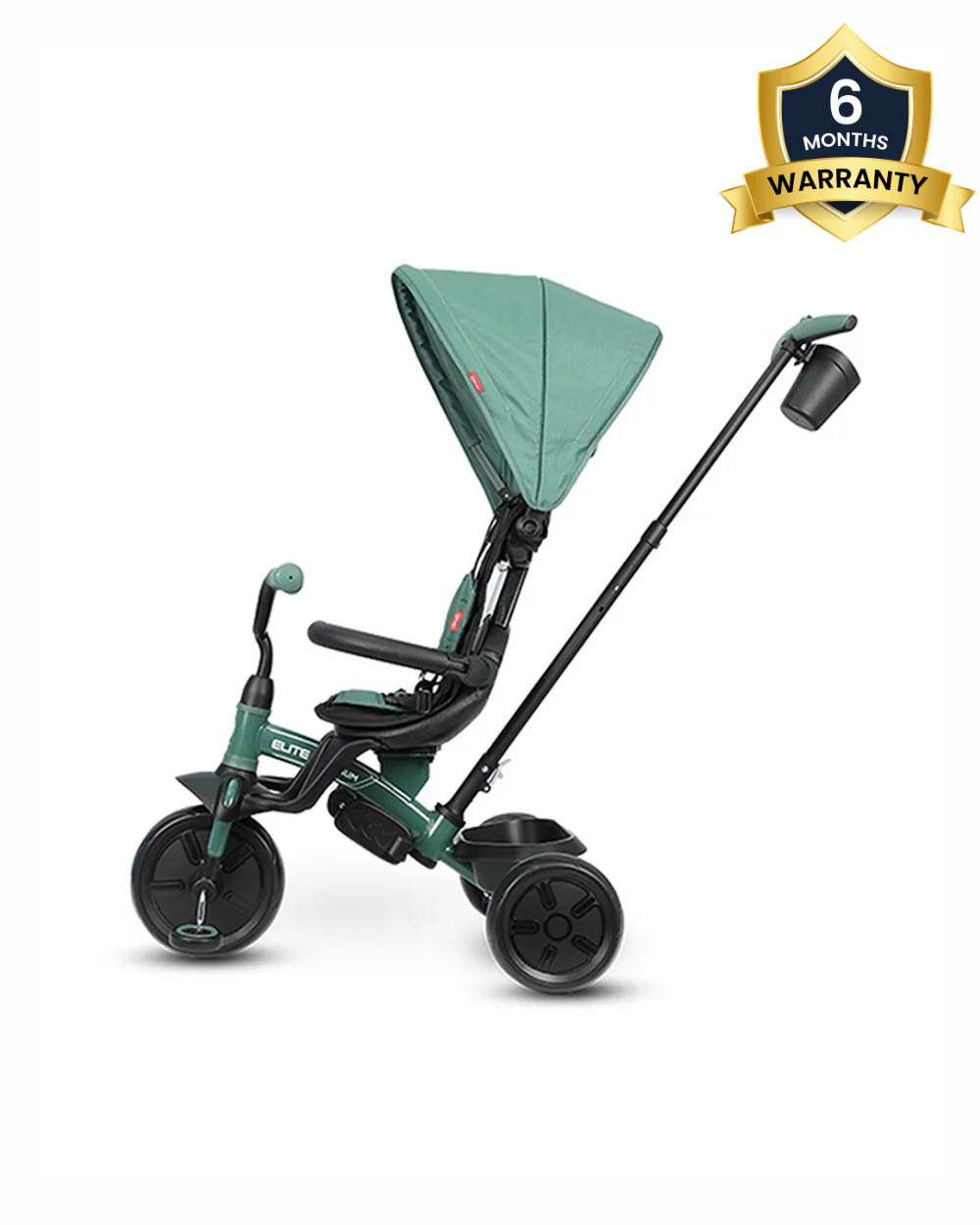 Qplay Elite Platinum 6 in 1 Trike-Height Adjustable Parent Handle Bar-360 Degrees Rotating Seat-5 Point Harness-For 10M to 6Y (Upto 25 Kg)-Green - Image 2