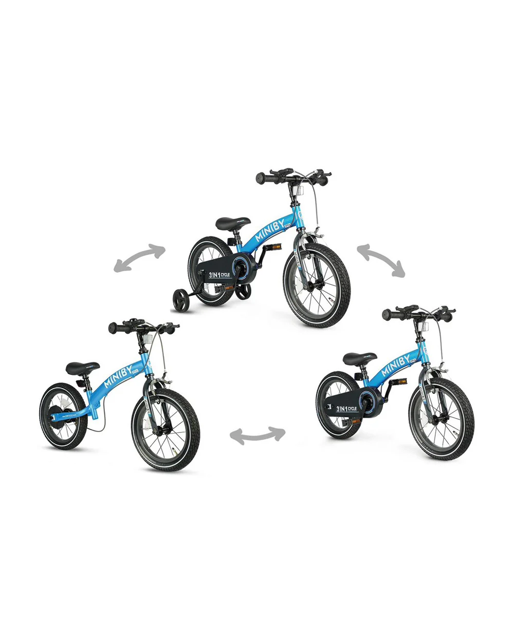 Qplay Miniby 3 in 1 Bike (14 Inch)-Balance Bike, Bicycle with Training Wheel Mode & Bicycle Mode-Adjustable Handlebar & Seat Height-Steering Limiter For Additional Safety-For 2.5 to 8Y-Blue - Image 7