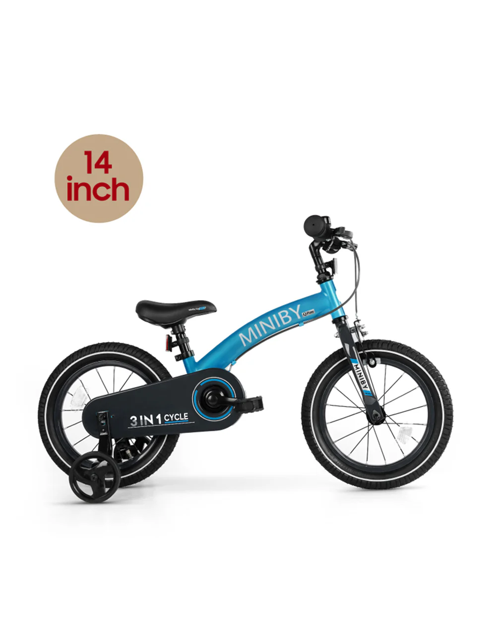 Qplay Miniby 3 in 1 Bike (14 Inch)-Balance Bike, Bicycle with Training Wheel Mode & Bicycle Mode-Adjustable Handlebar & Seat Height-Steering Limiter For Additional Safety-For 2.5 to 8Y-Blue - Image 9