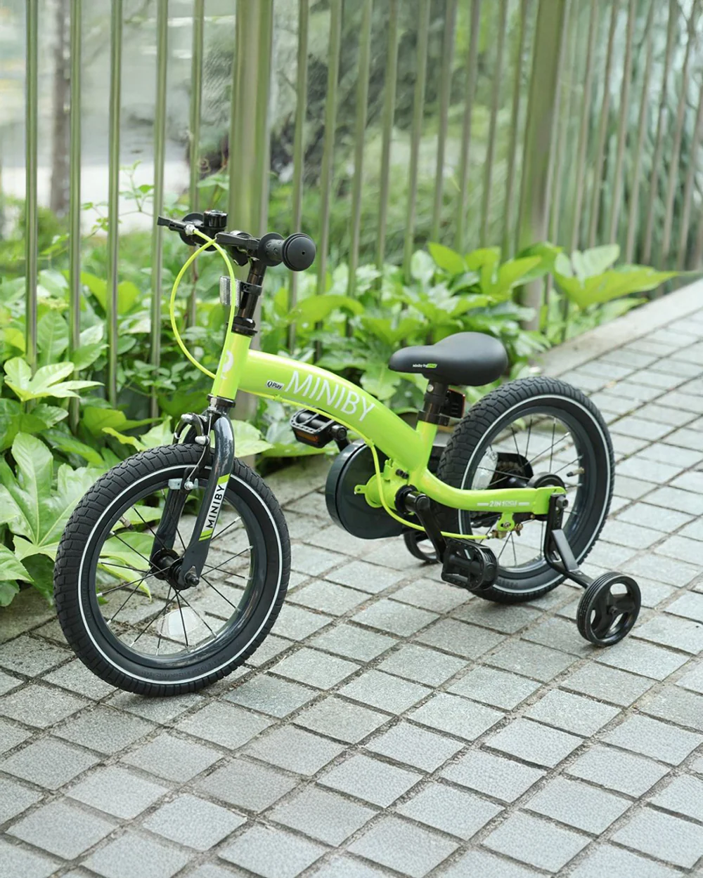 Qplay Miniby 3 in 1 Bike (14 Inch)-Balance Bike, Bicycle with Training Wheel Mode & Bicycle Mode-Adjustable Handlebar & Seat Height-Steering Limiter For Additional Safety-For 2.5 to 8Y-Green - Image 10