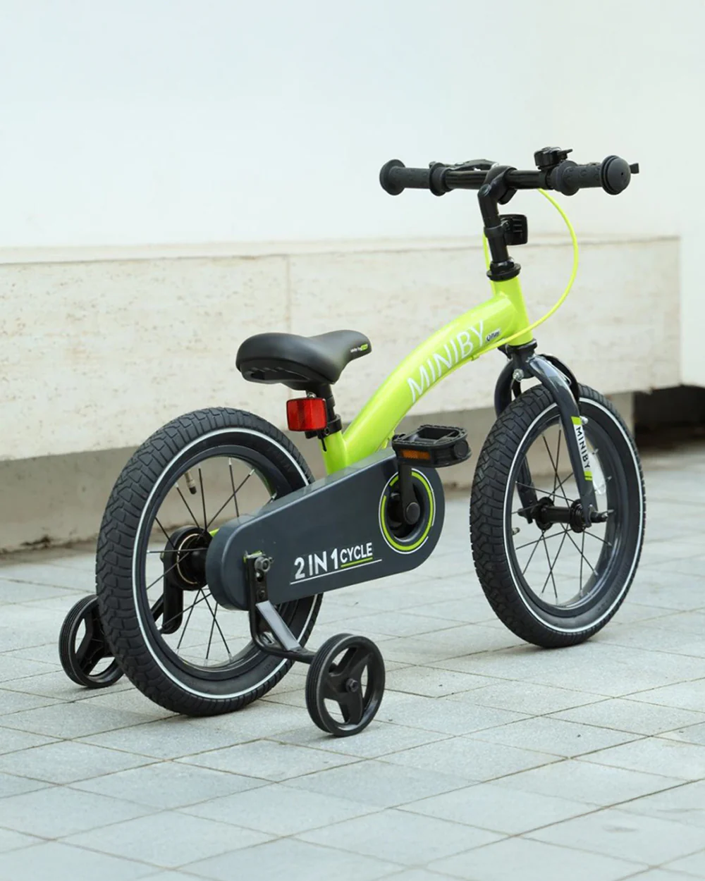 Qplay Miniby 3 in 1 Bike (14 Inch)-Balance Bike, Bicycle with Training Wheel Mode & Bicycle Mode-Adjustable Handlebar & Seat Height-Steering Limiter For Additional Safety-For 2.5 to 8Y-Green - Image 15