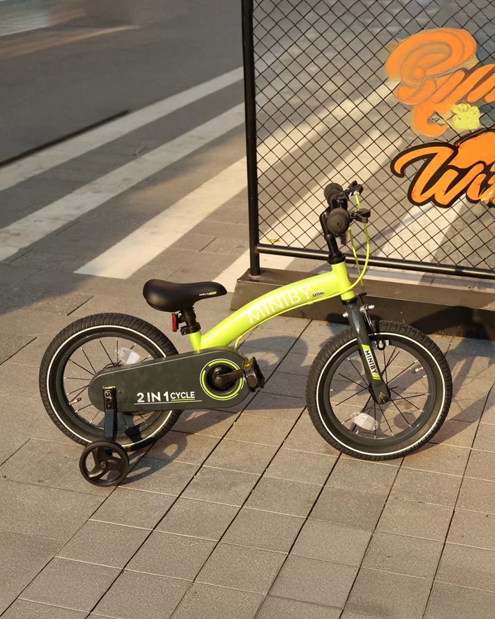Qplay Miniby 3 in 1 Bike (14 Inch)-Balance Bike, Bicycle with Training Wheel Mode & Bicycle Mode-Adjustable Handlebar & Seat Height-Steering Limiter For Additional Safety-For 2.5 to 8Y-Green - Image 16