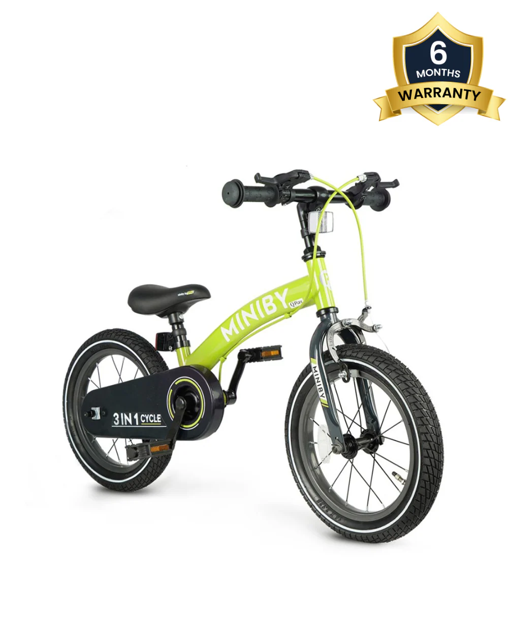 Qplay Miniby 3 in 1 Bike (14 Inch)-Balance Bike, Bicycle with Training Wheel Mode & Bicycle Mode-Adjustable Handlebar & Seat Height-Steering Limiter For Additional Safety-For 2.5 to 8Y-Green - Image 2
