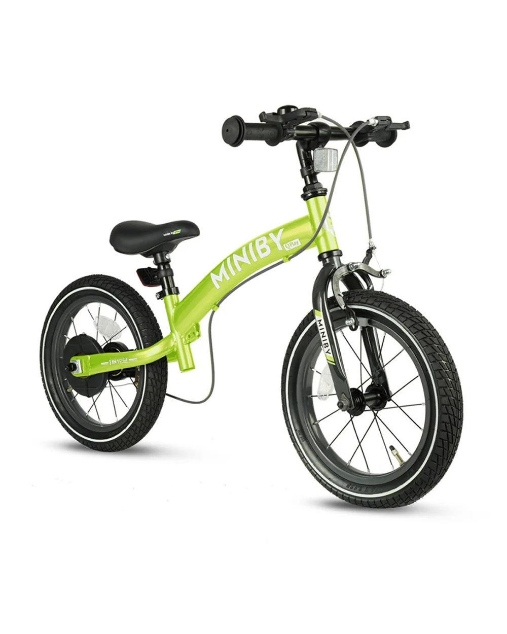 Qplay Miniby 3 in 1 Bike (14 Inch)-Balance Bike, Bicycle with Training Wheel Mode & Bicycle Mode-Adjustable Handlebar & Seat Height-Steering Limiter For Additional Safety-For 2.5 to 8Y-Green - Image 4