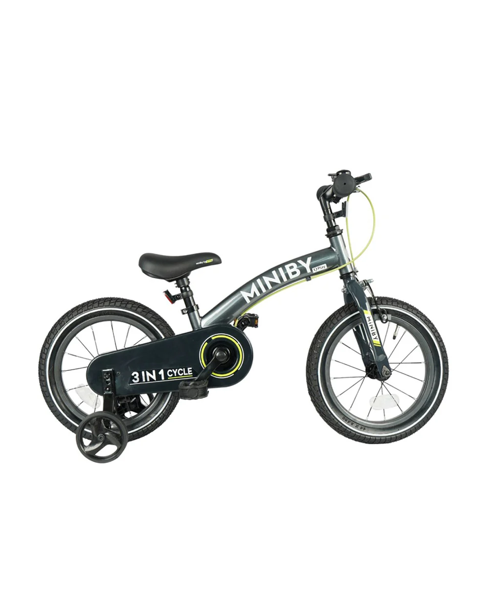 Qplay Miniby 3 in 1 Bike (14 Inch)-Balance Bike, Bicycle with Training Wheel Mode & Bicycle Mode-Adjustable Handlebar & Seat Height-Steering Limiter For Additional Safety-For 2.5 to 8Y-Grey - Image 5