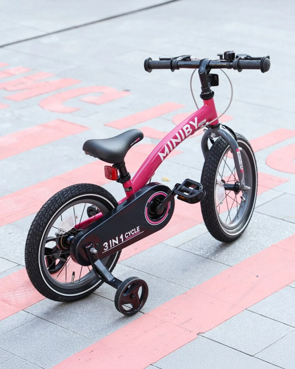 Qplay Miniby 3 in 1 Bike (14 Inch)-Balance Bike, Bicycle with Training Wheel Mode & Bicycle Mode-Adjustable Handlebar & Seat Height-Steering Limiter For Additional Safety-For 2.5 to 8Y-Pink - Image 13