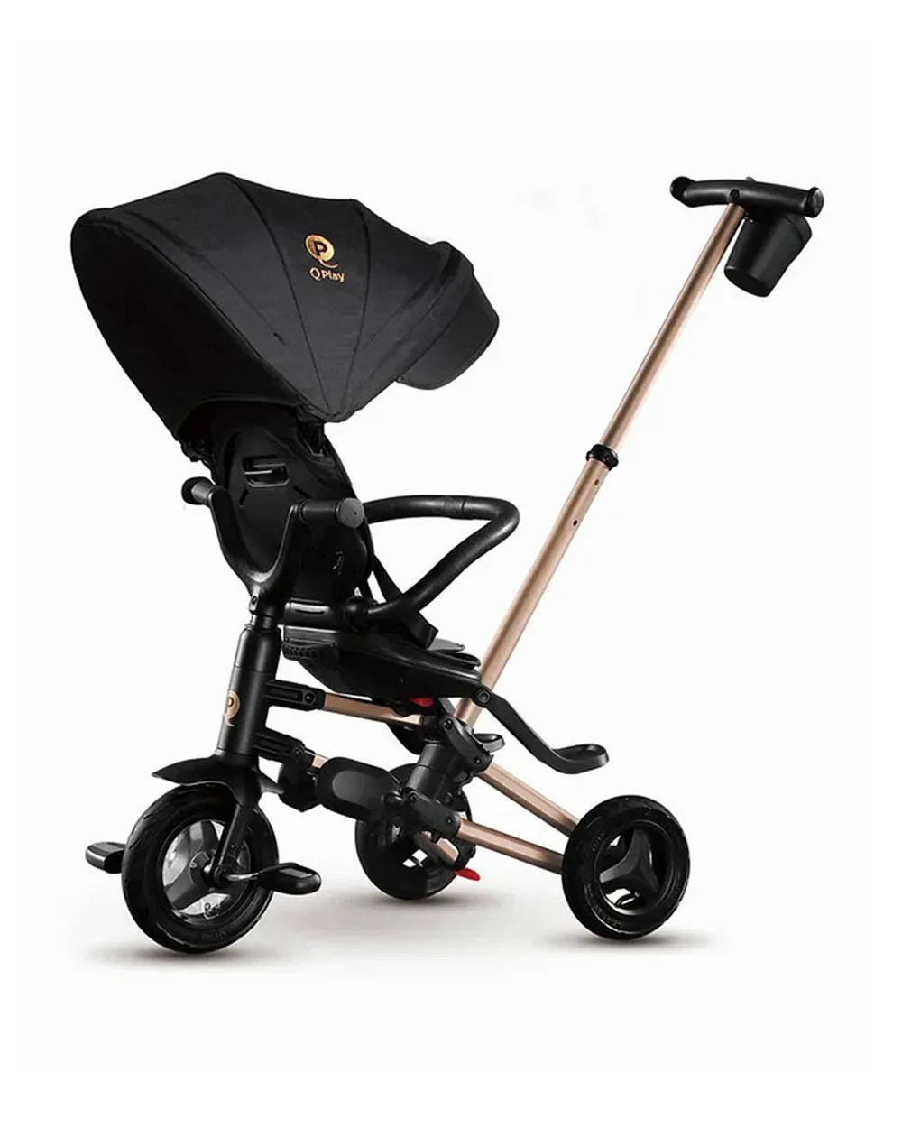 Qplay Nova Limited Edition 6 in 1 Trike-Easy Compact Fold-Height Adjustable Parent Handle Bar-360 Degrees Rotating Seat-Adjustable Backrest-Includes Small Bag, Detachable Backpack & Cup Holder-For 10M to 6Y (Upto 25 Kg)-Black - Image 14