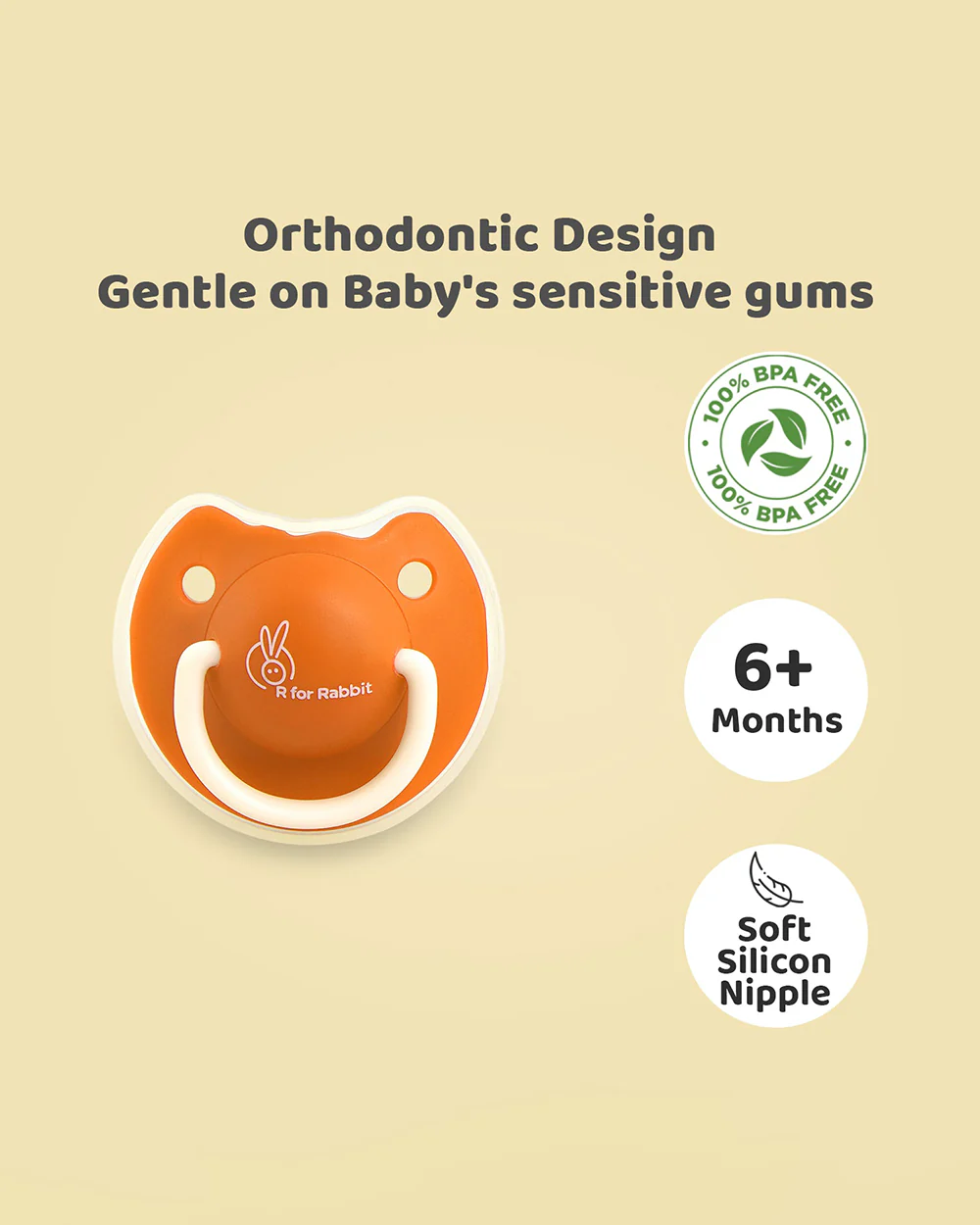 R for Rabbit Baby Tusky Pacifier-Orthodontic Design-Orange-Soother - Image 10