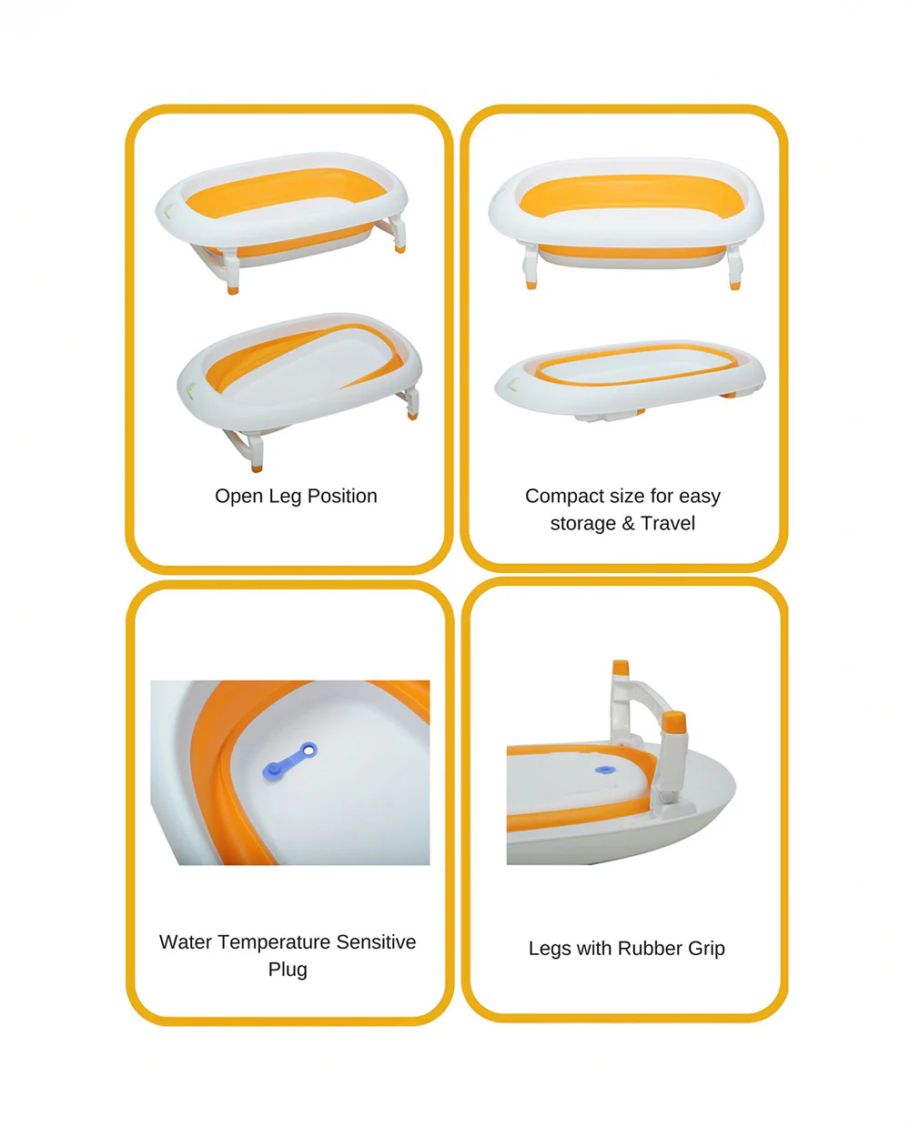 R for Rabbit Bubble Double Elite Foldable Baby Bath Tub-With Temperature Indicator-0 to 36M-Orange - Image 8