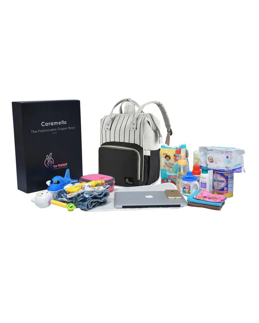 R For Rabbit Caramello Diaper Bag-Backpack-With Large Capacity-Black Strips - Image 5