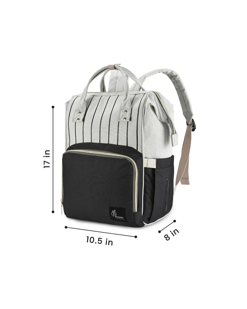 R For Rabbit Caramello Diaper Bag-Backpack-With Large Capacity-Black Strips - Image 6