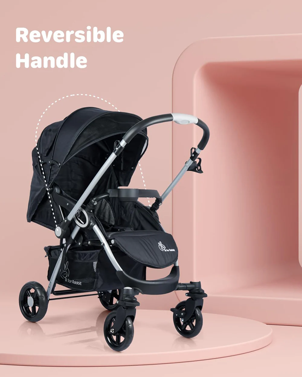 R for Rabbit Chocolate Ride Travel System Baby Stroller with Car Seat-Reversible Handle-Pram for 0 to 3Y (Upto 20 Kg)-Black Grey - Image 14