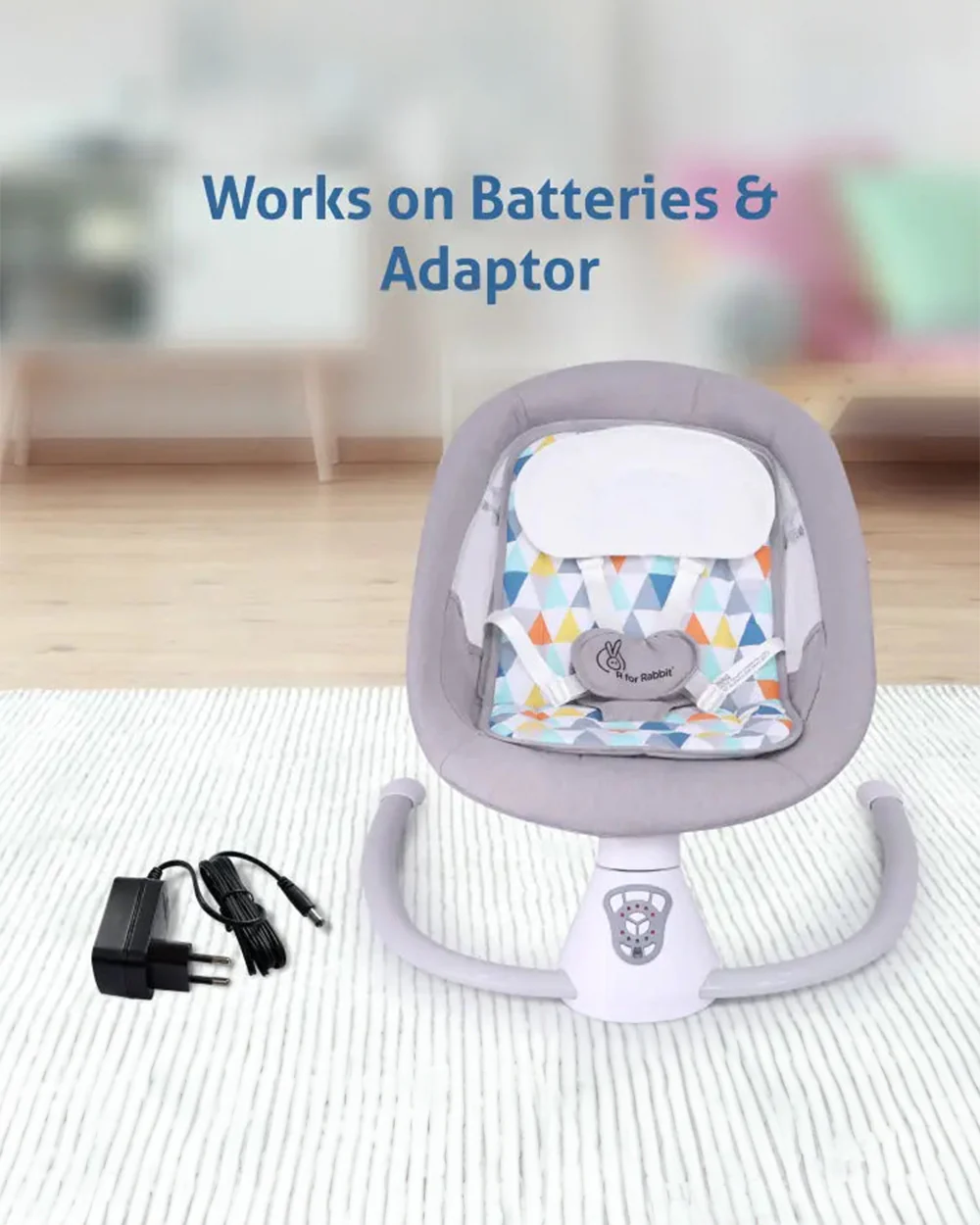 R for Rabbit Cocoon Baby Automatic Swing-16 Melodious Music-With 5 Speed Swing Motion-For Infants-Grey Multi - Image 4