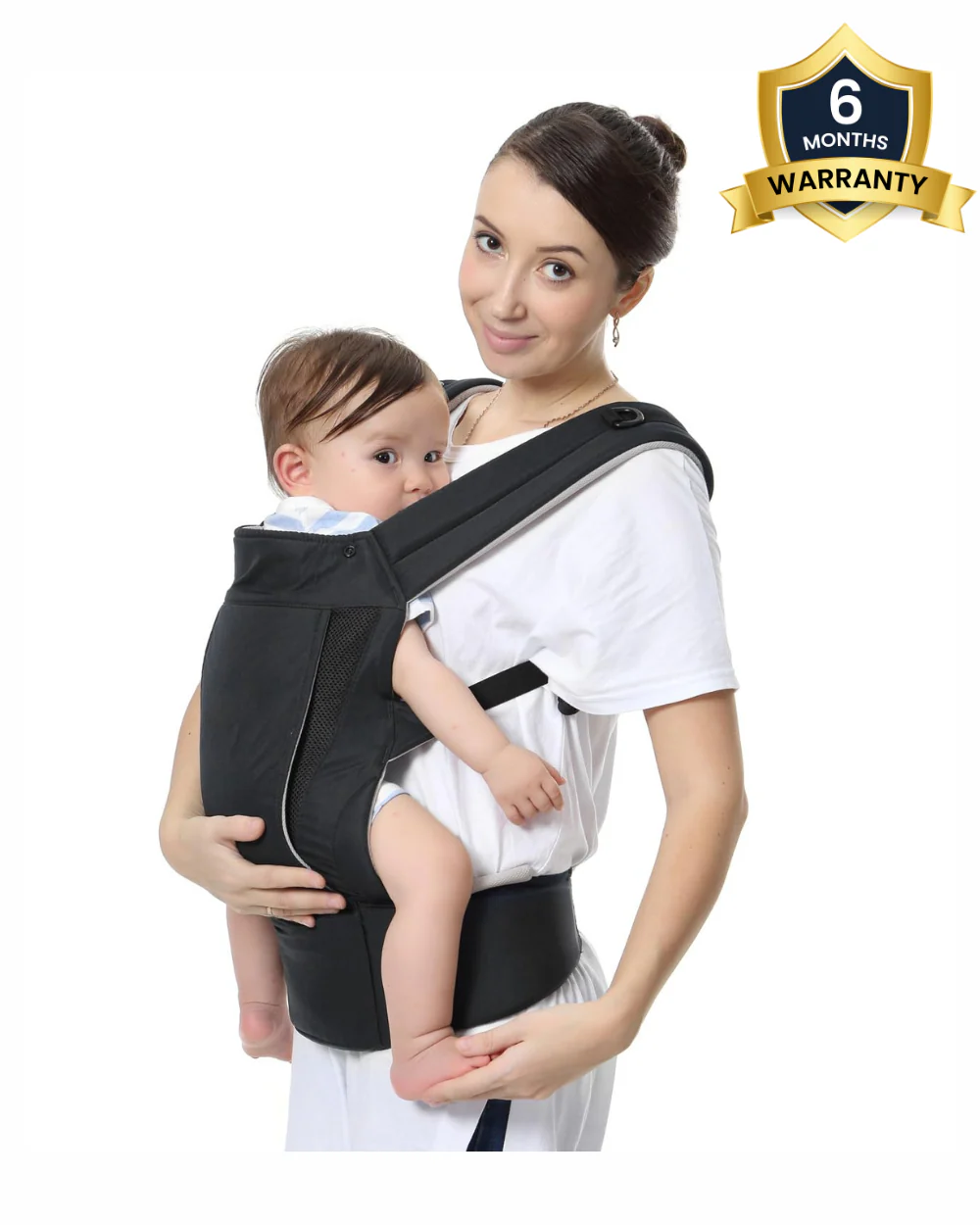 R for Rabbit Comfy Hug Ergo 2 in 1 Baby Carrier-2 Carry Positions-Soft Cushion Belts-4 to 24M (Upto 15 Kg)-Black - Image 2