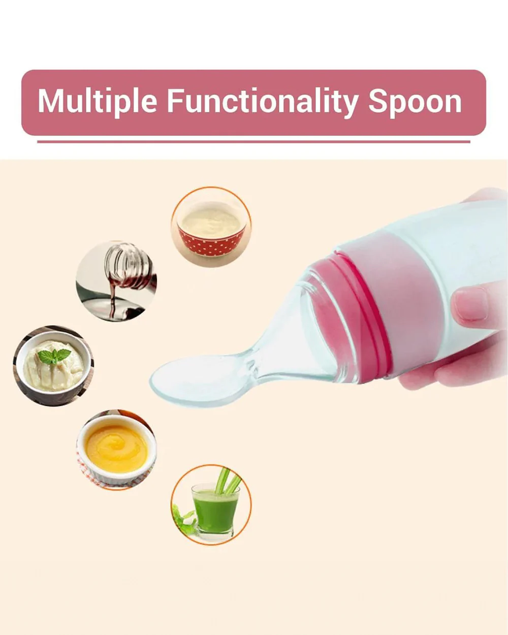 R for Rabbit First Feed Silicone Feeding Spoon-With Dust Cover-90 ml-Red-For Infants - Image 5