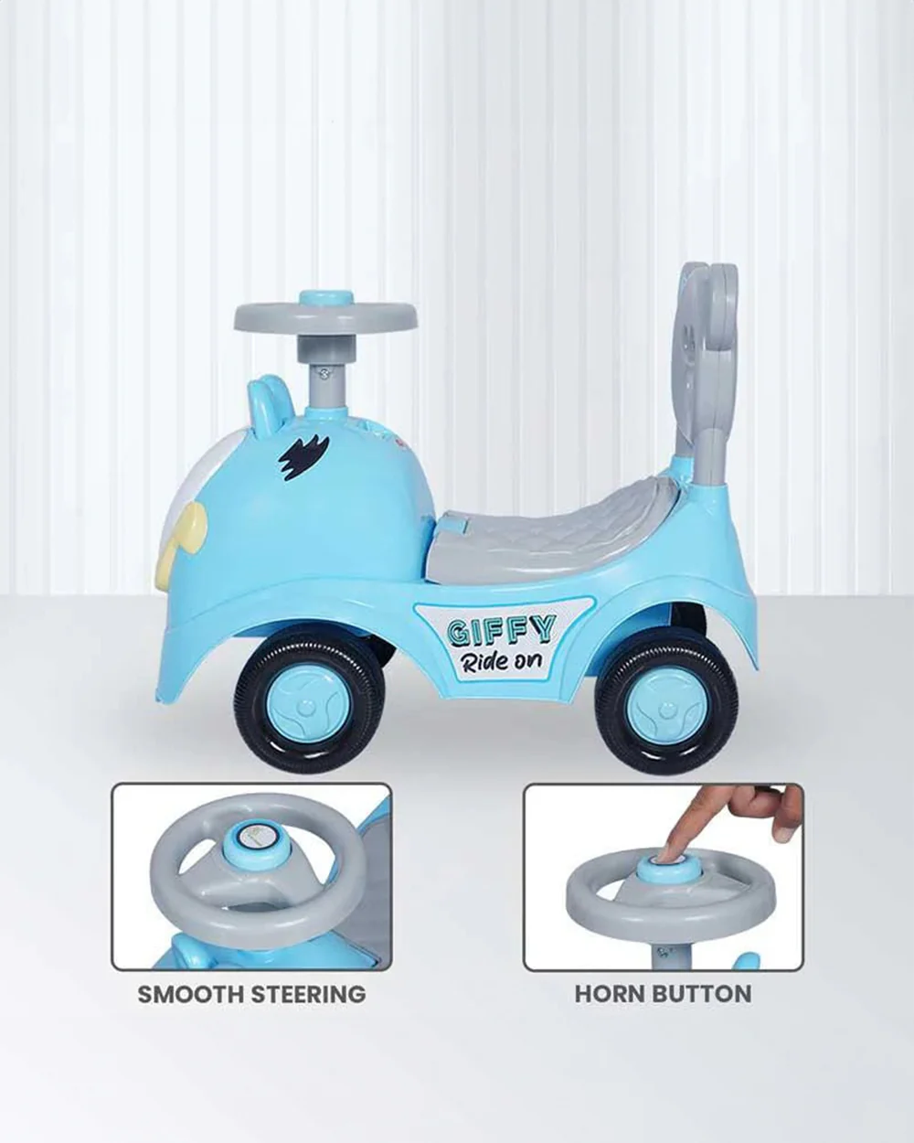 R for Rabbit Giffy Baby Ride on-Inbuilt Music-Smooth Steering-Rear Brake System-1Y to 3Y (Upto 20Kg)-Blue - Image 5