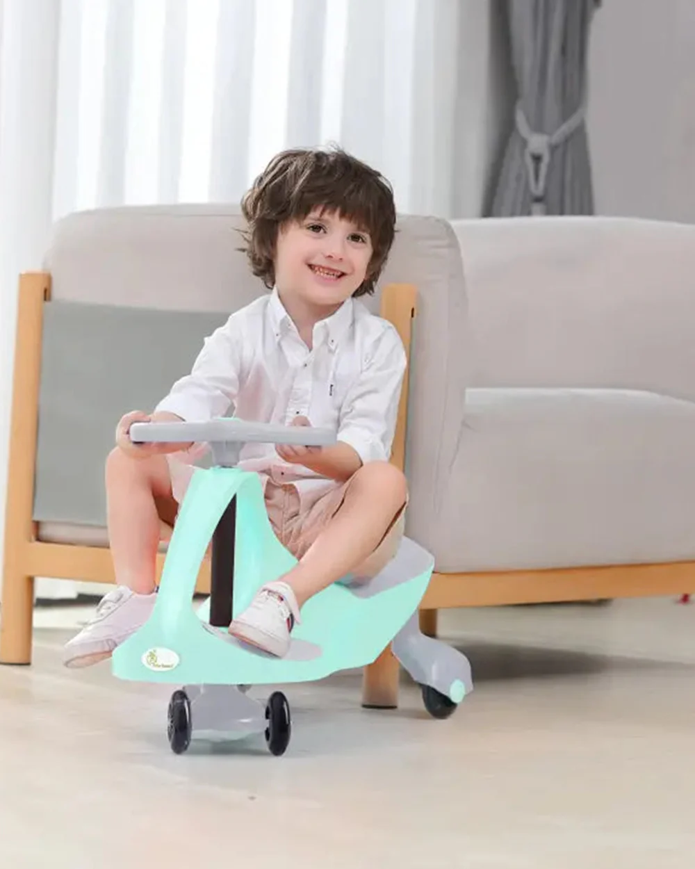 R for Rabbit Iya Iya Ace Twister & Swing car-Non-Slip Paddle-With PU LED Wheels-3Y+ (Upto 85Kg)-Green - Image 6