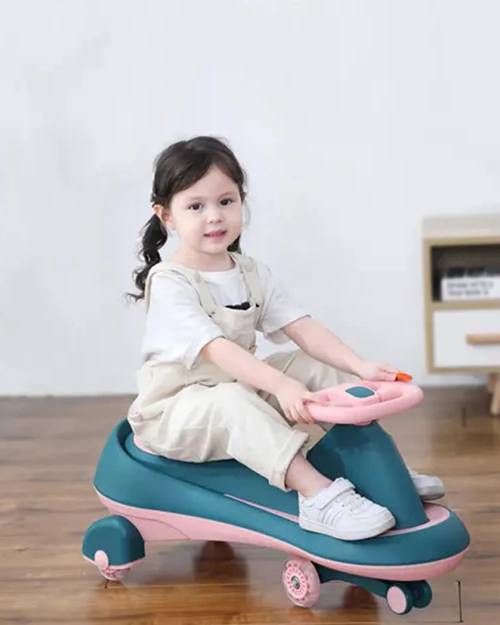 R for Rabbit Iya Iya Drift Twister & Swing car-Ergonomic Design Steering Wheel-One Touch Music-For 3Y+ (Upto 125Kg)-Green Pink - Image 7