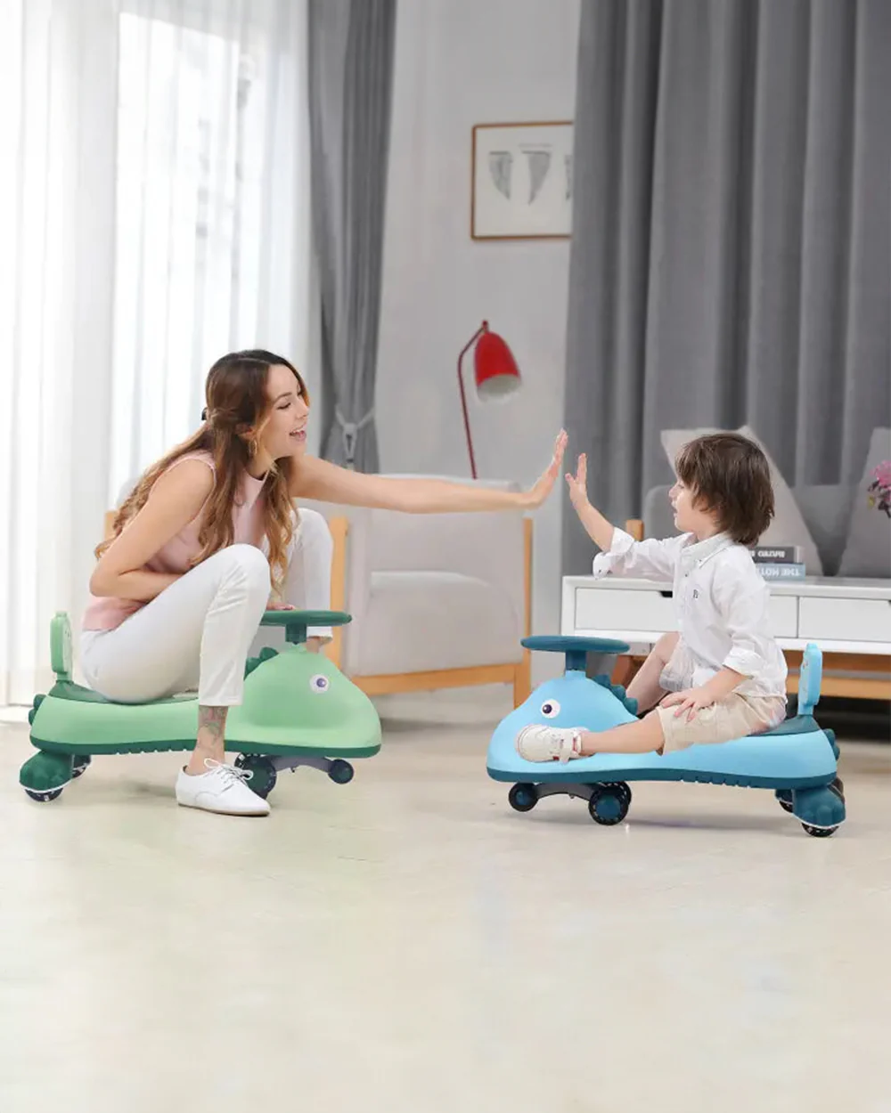 R for Rabbit Iya Iya Dino Twister & Swing car-ABEC 7 Bearing-With Inbuilt Music And Light-For 3Y+ (Upto 100Kg)-Pink - Image 6