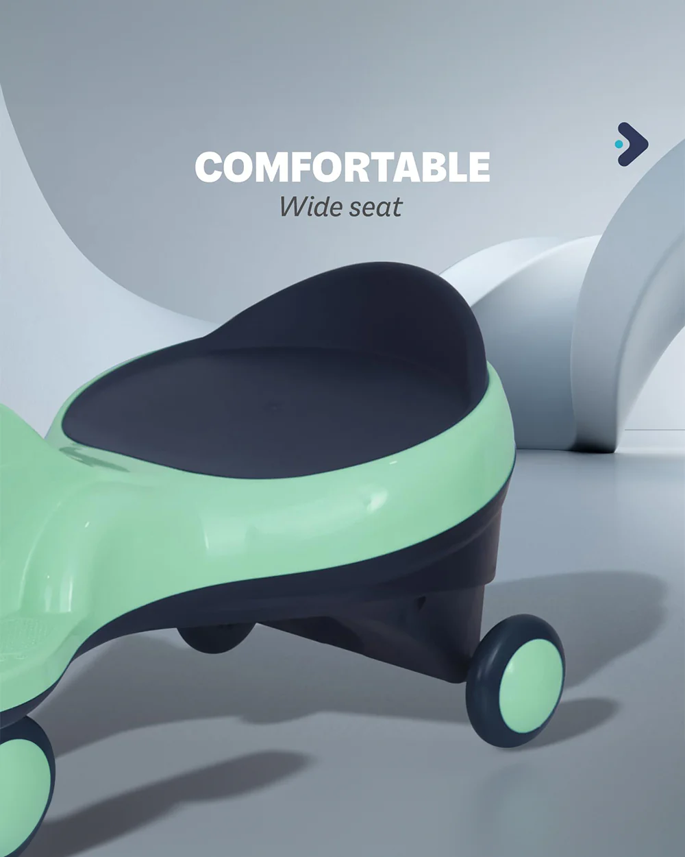 R for Rabbit Iya Iya Zippy Twister & Swing car-Wide Seating Area-With PU Wheels-3Y+ (Upto 75Kg)-Sea Green - Image 8