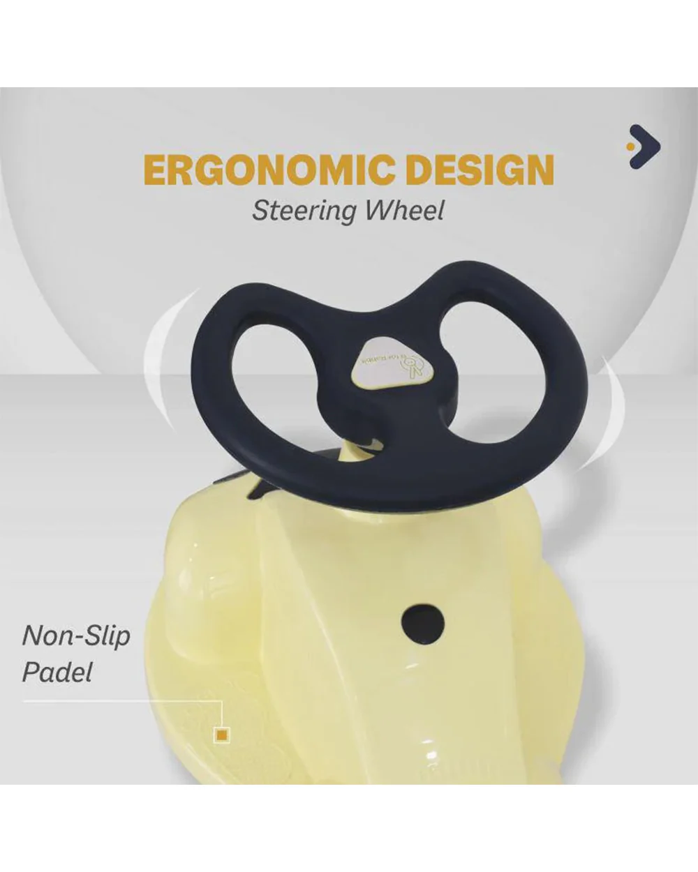 R for Rabbit Iya Iya Zippy Twister & Swing car-Wide Seating Area-With PU Wheels-3Y+ (Upto 75Kg)-Yellow - Image 5