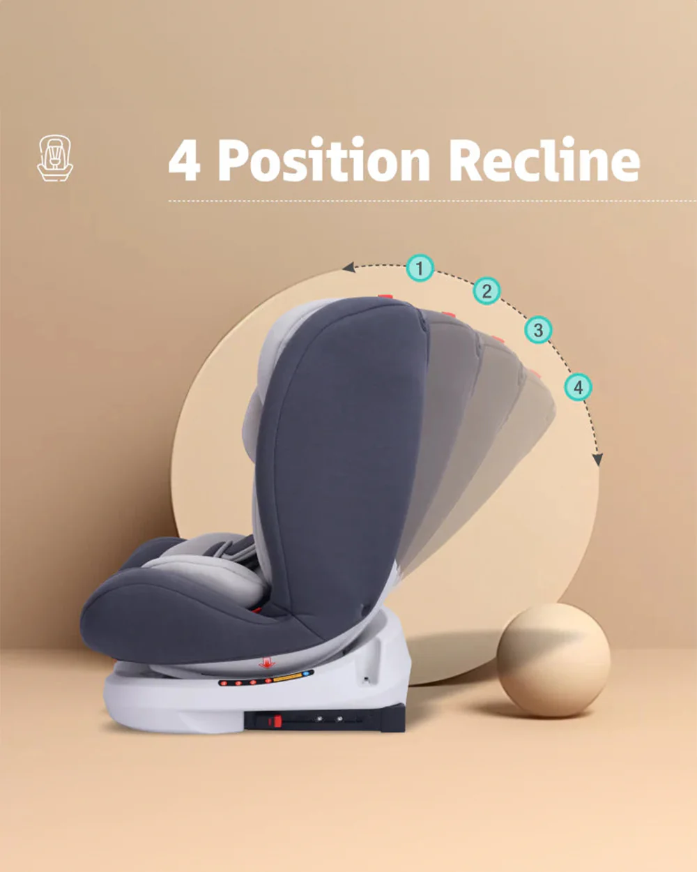 R for Rabbit Jack N Jill Grand ISOFIX Baby Car Seat-360 Degree Rotation-ECE R44/04 Certified-For 0 to 12Y (Upto 36 Kg)-Grey - Image 13
