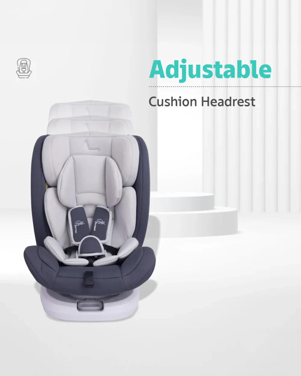R for Rabbit Jack N Jill Grand ISOFIX Baby Car Seat-360 Degree Rotation-ECE R44/04 Certified-For 0 to 12Y (Upto 36 Kg)-Grey - Image 6