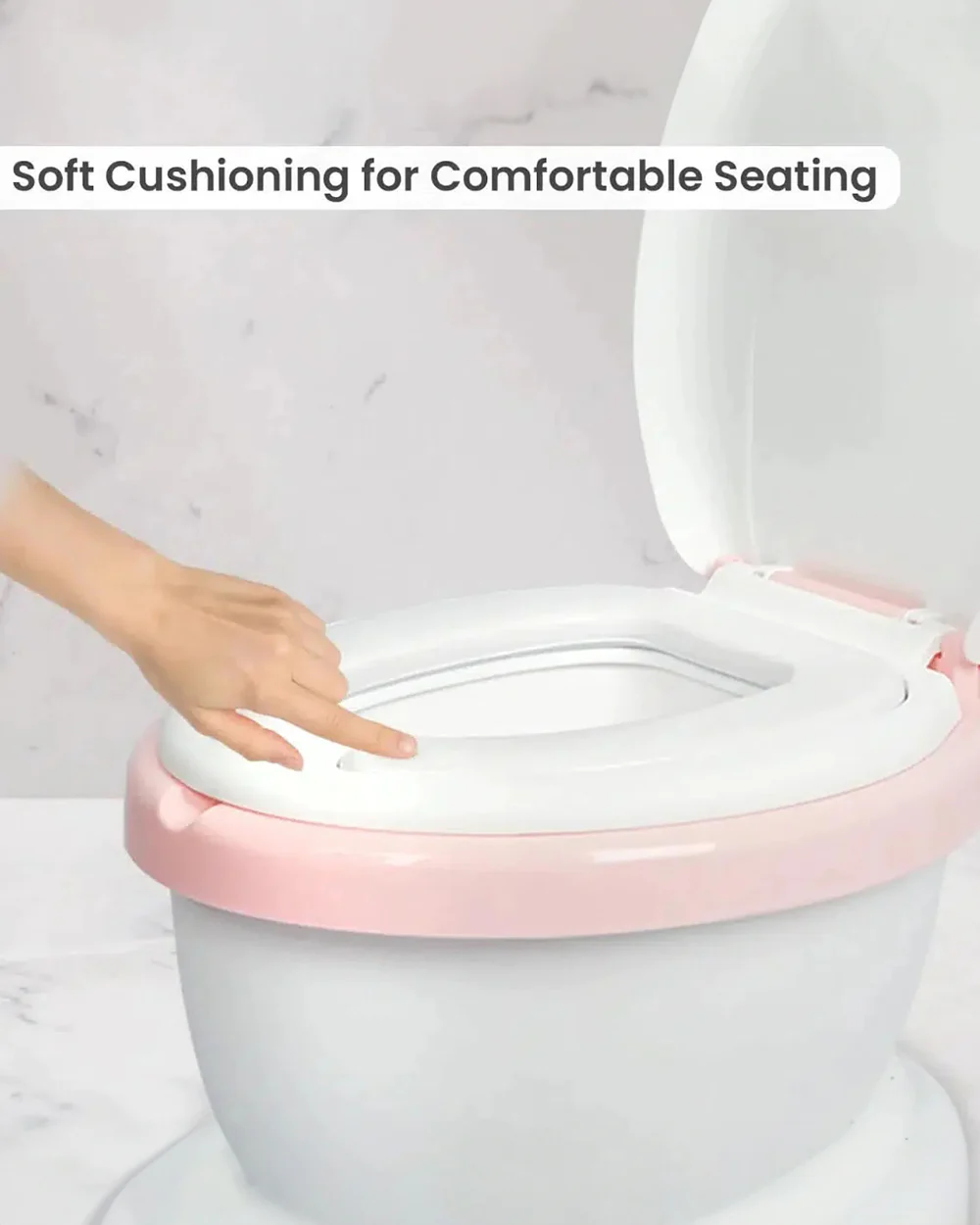 R For Rabbit Little Grown Up Potty Chair-With Soft Cushioning-1 to 7 Year-White Pink - Image 4