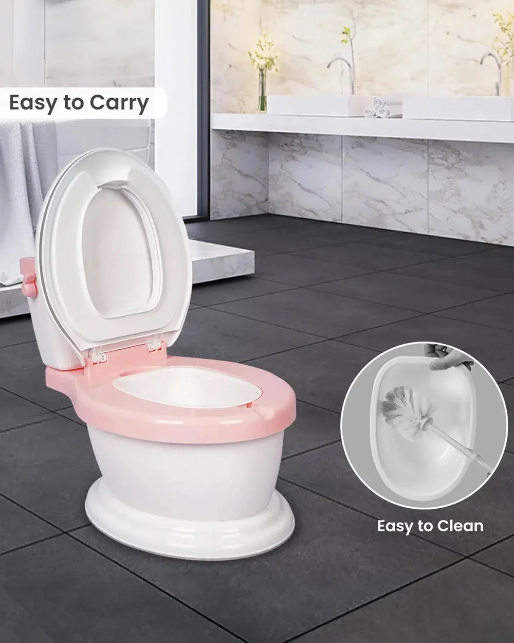 R For Rabbit Little Grown Up Potty Chair-With Soft Cushioning-1 to 7 Year-White Pink - Image 6