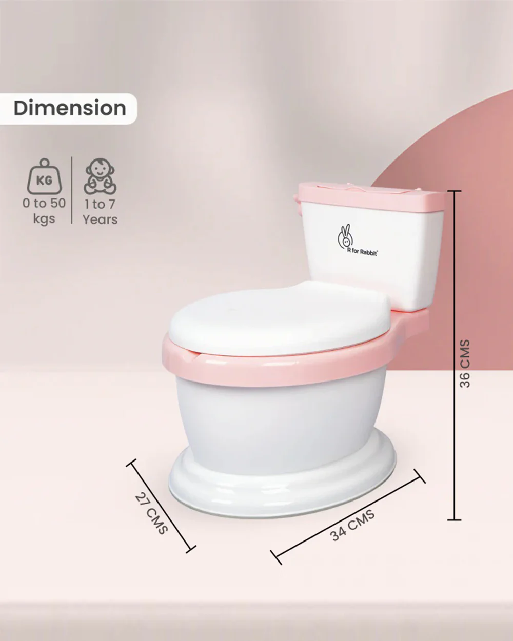 R For Rabbit Little Grown Up Potty Chair-With Soft Cushioning-1 to 7 Year-White Pink - Image 7