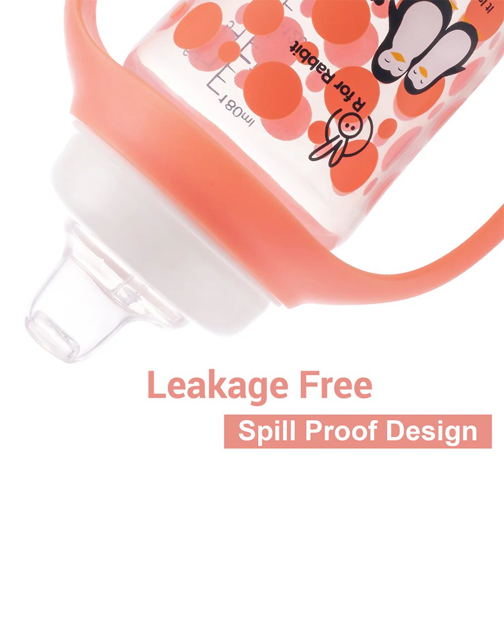 R for Rabbit Penguin Spout Sipper-Soft Silicone Spout-Spill Proof-Orange-180 ml - Image 4