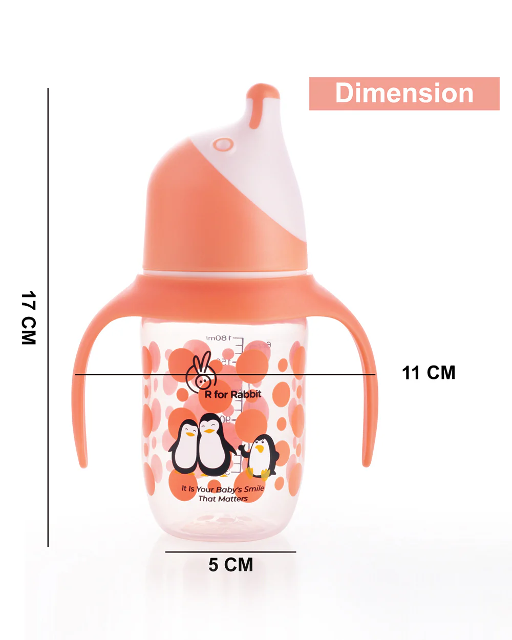 R for Rabbit Penguin Spout Sipper-Soft Silicone Spout-Spill Proof-Orange-180 ml - Image 7