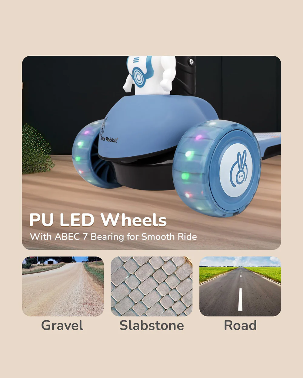 R for Rabbit Road Runner Astro Baby Scooter-3 Level Height Adjustment-BIS Safety Certified-3Y+ (Upto 75 Kg)-Blue - Image 3