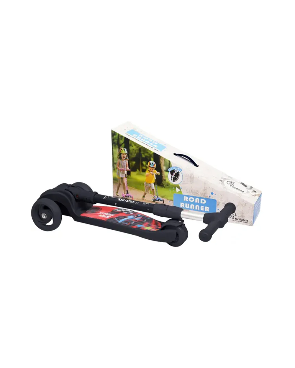 R for Rabbit Road Runner Baby Scooter-4 Level Height Adjustment-With PU LED Wheels-3Y to 7Y (Upto 75Kg)-Black - Image 7