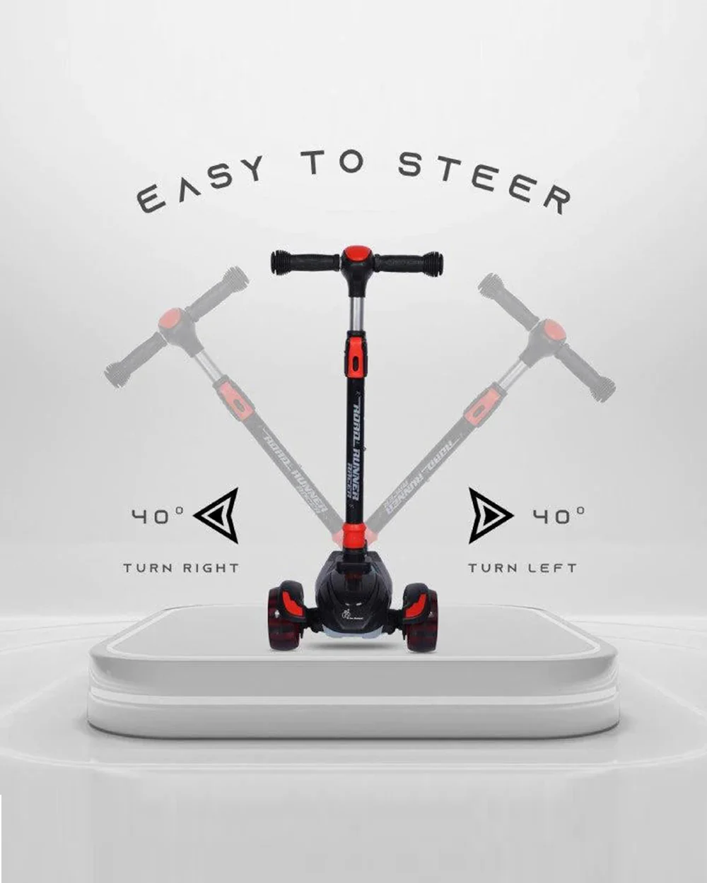 R for Rabbit Road Runner Racer Baby Scooter-4 Level Height Adjustment-With PU LED Wheels-3Y+ (Upto 75Kg)-Pure Black - Image 7