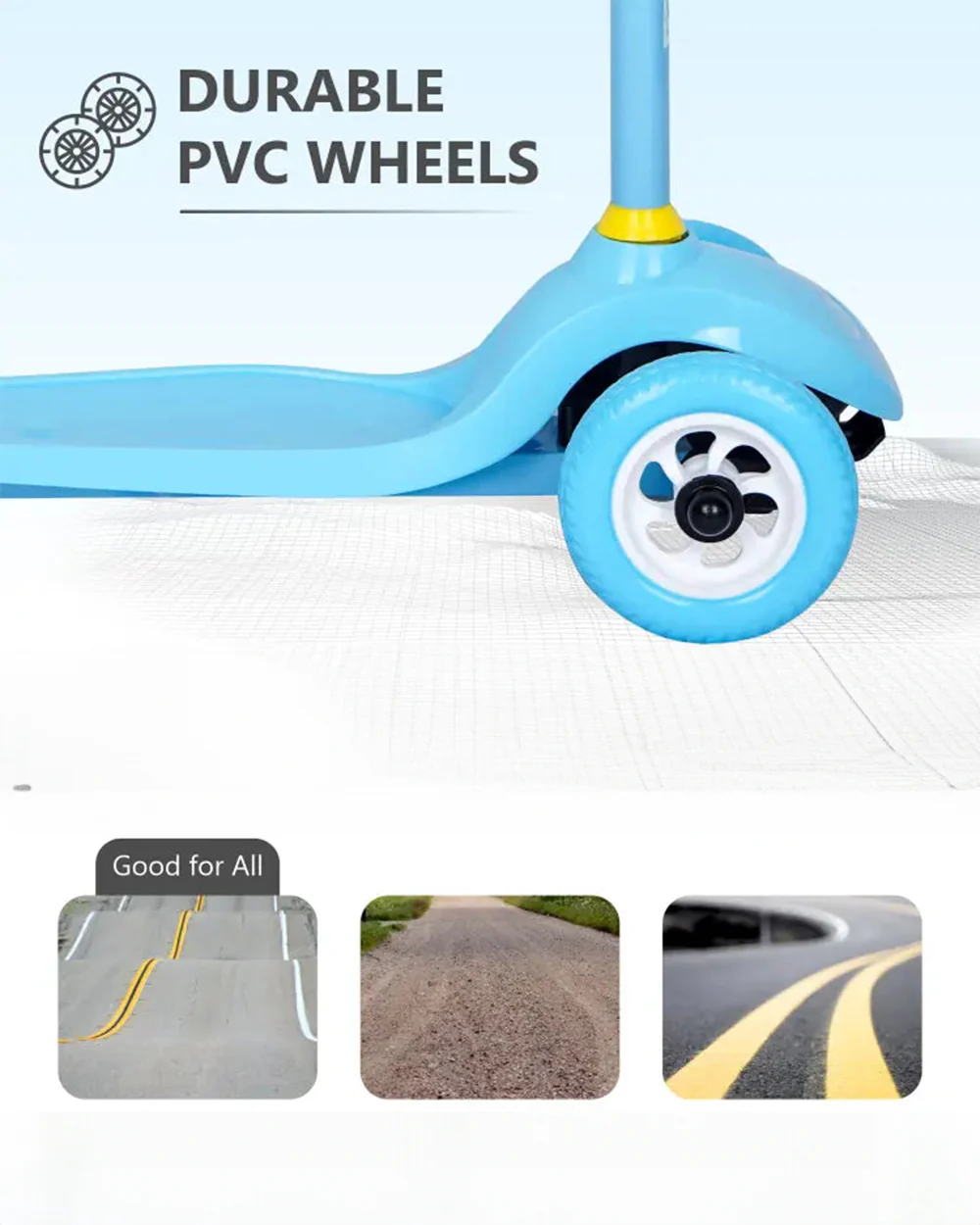 R for Rabbit Road Runner Junior Baby Scooter-3 Level Height Adjustment-Anti Slip Deck-2Y to 4Y (Upto 50Kg)-Blue - Image 5