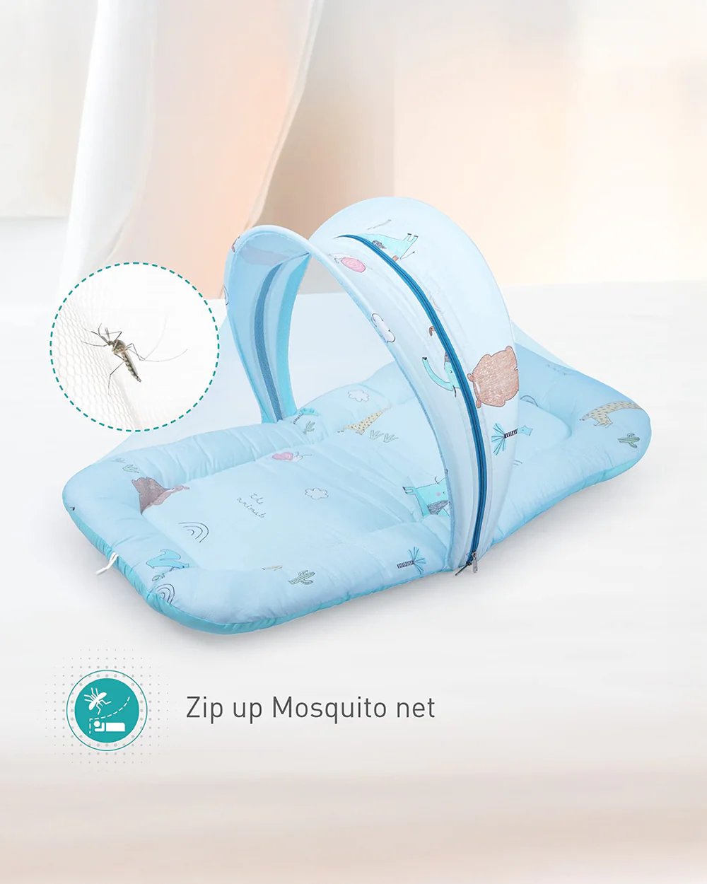 R for Rabbit Snuggy Safari 100% Natural Cotton-Blue-Baby Carrier Nest Cum Sleeping Bag (0-12M) - Image 5