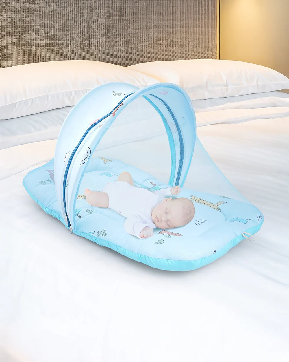 R for Rabbit Snuggy Safari 100% Natural Cotton-Blue-Baby Carrier Nest Cum Sleeping Bag (0-12M) - Image 6