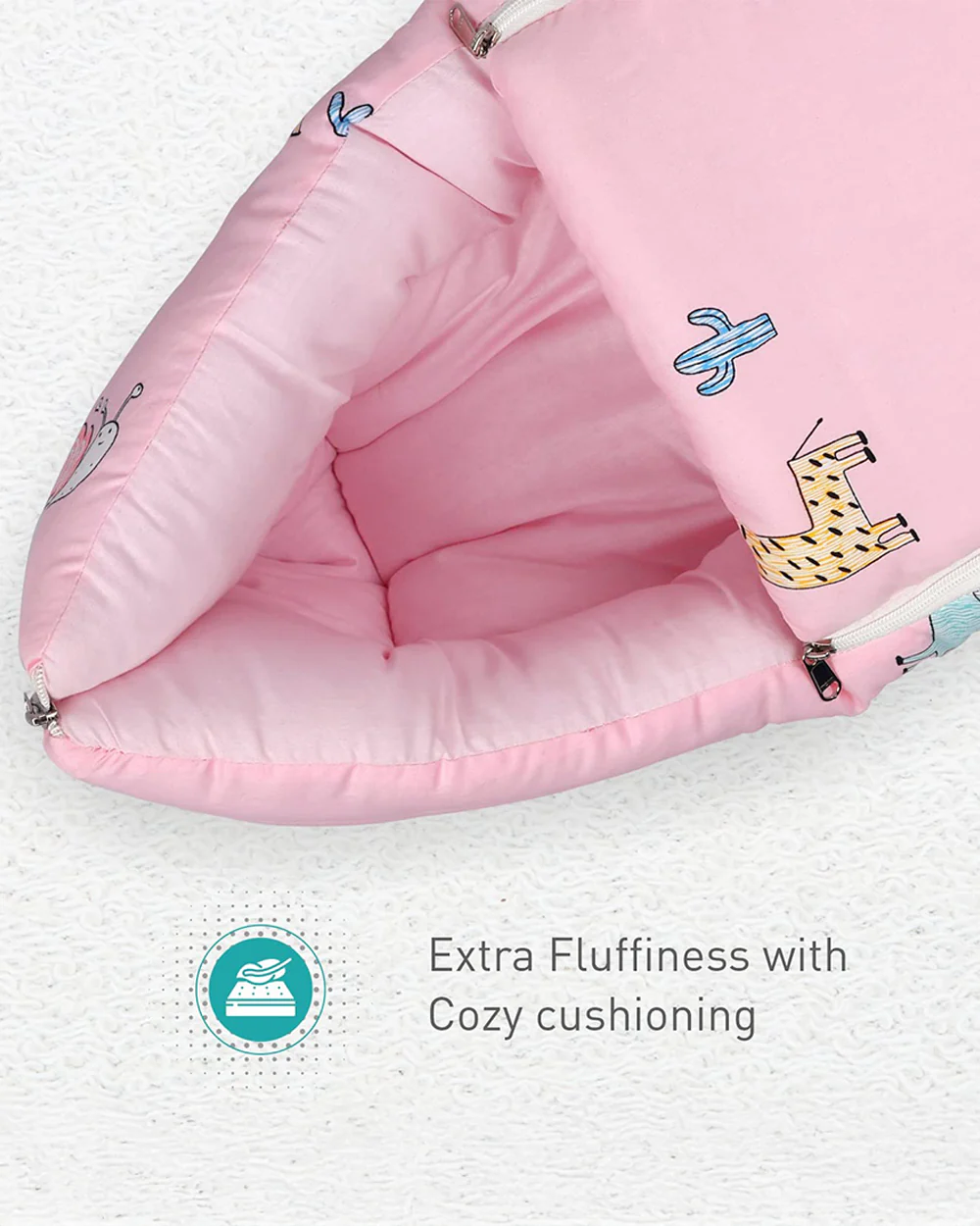 R for Rabbit Snuggy 100% Natural Cotton-Blush Pink-Baby Carrier Nest Cum Sleeping Bag (0-12M) - Image 4