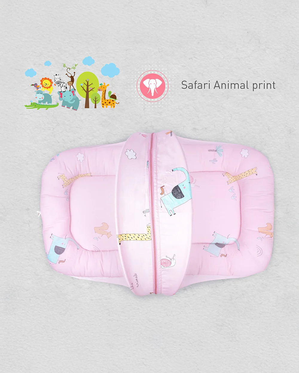 R for Rabbit Snuggy Safari 100% Natural Cotton-Pink-Baby Carrier Nest Cum Sleeping Bag (0-12M) - Image 3