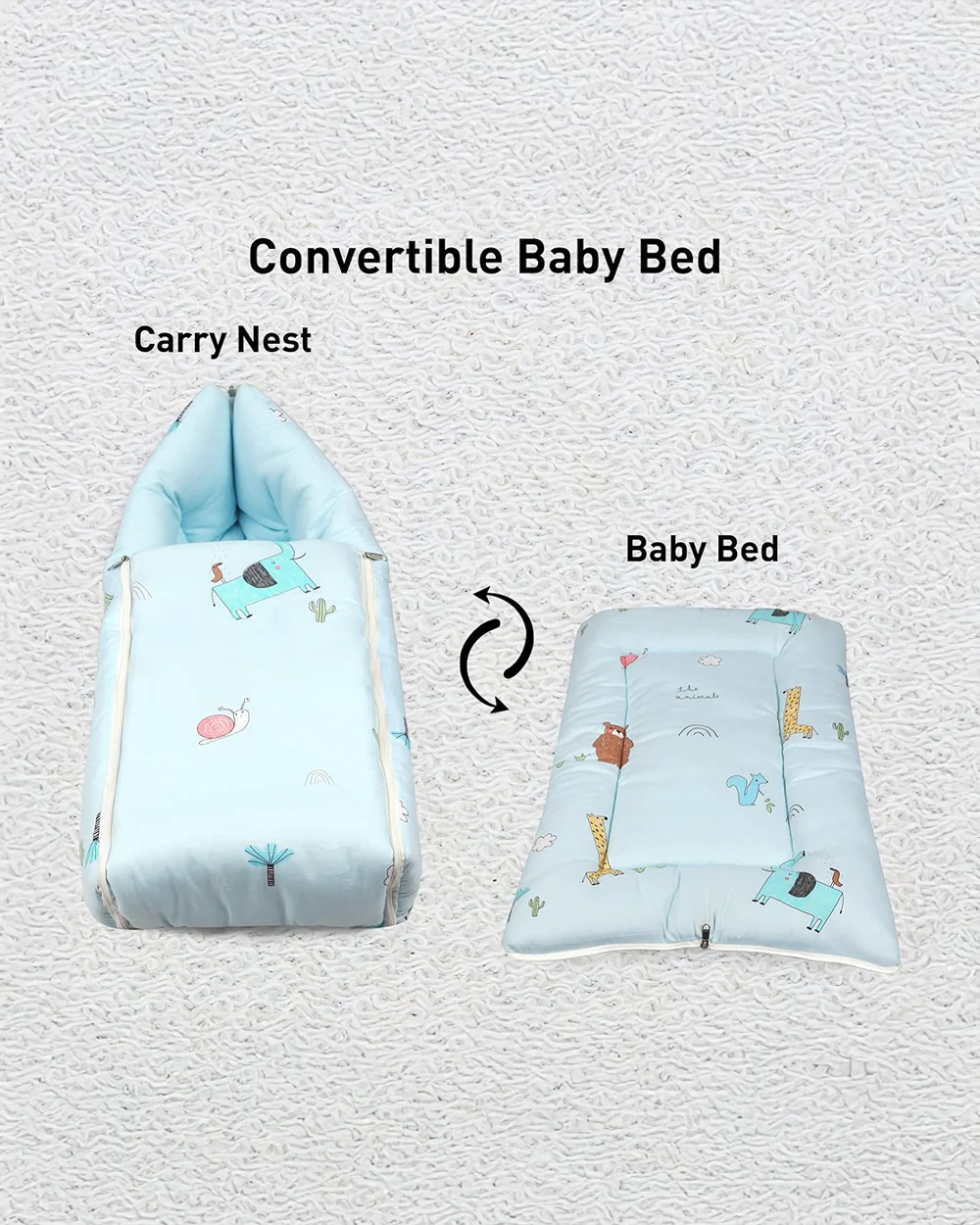 R for Rabbit Snuggy 100% Natural Cotton-Sky Blue-Baby Carrier Nest Cum Sleeping Bag (0-12M) - Image 3