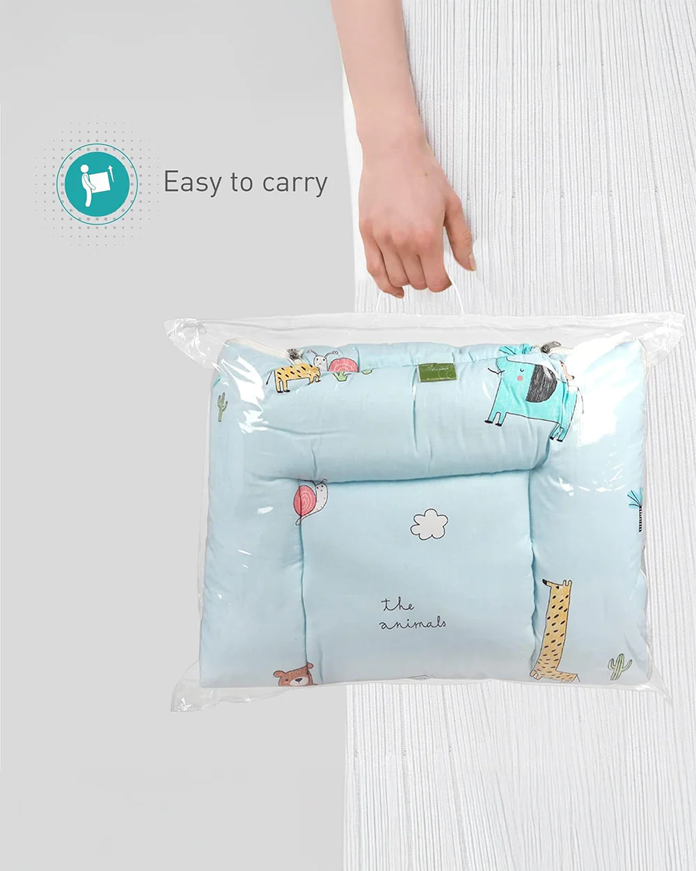 R for Rabbit Snuggy 100% Natural Cotton-Sky Blue-Baby Carrier Nest Cum Sleeping Bag (0-12M) - Image 6