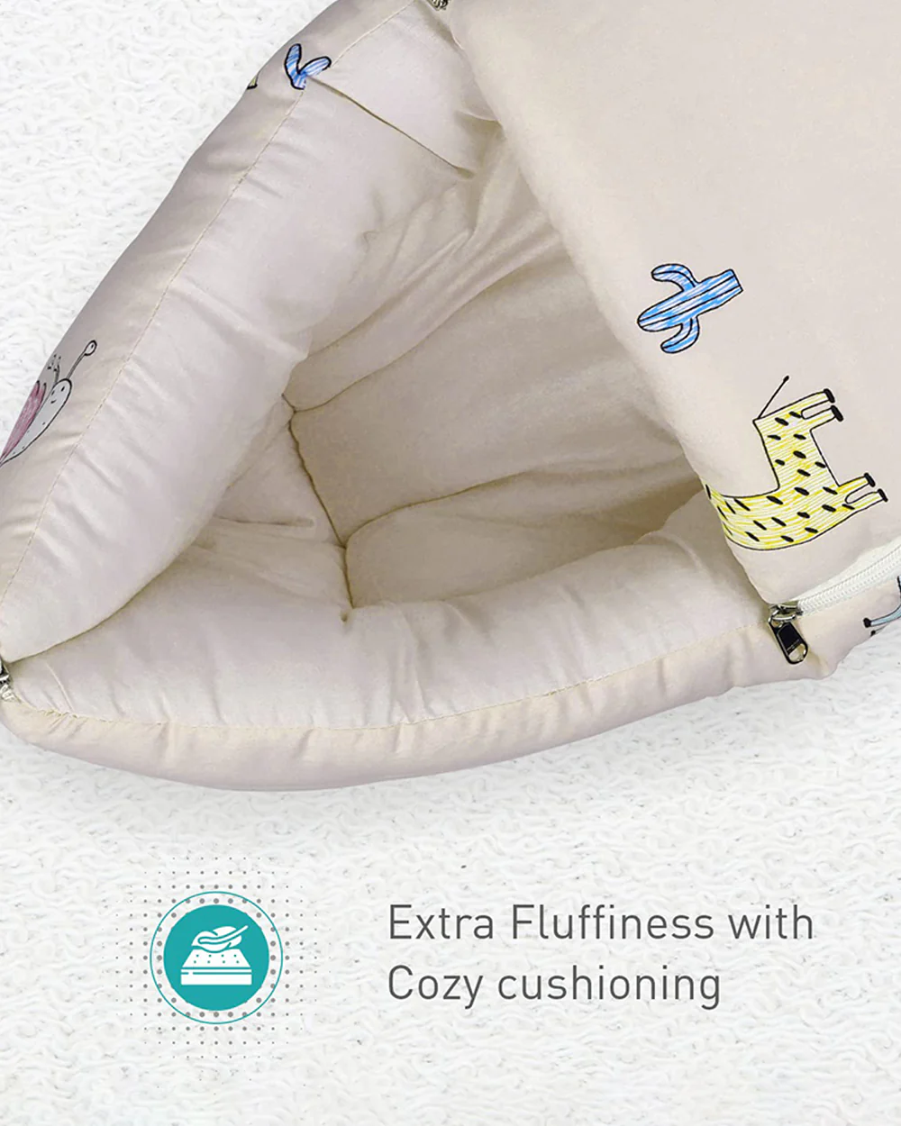 R For Rabbit Snuggy 100% Natural Cotton-Tan Brown-Baby Carrier Nest Cum Sleeping Bag (0-12M) - Image 4