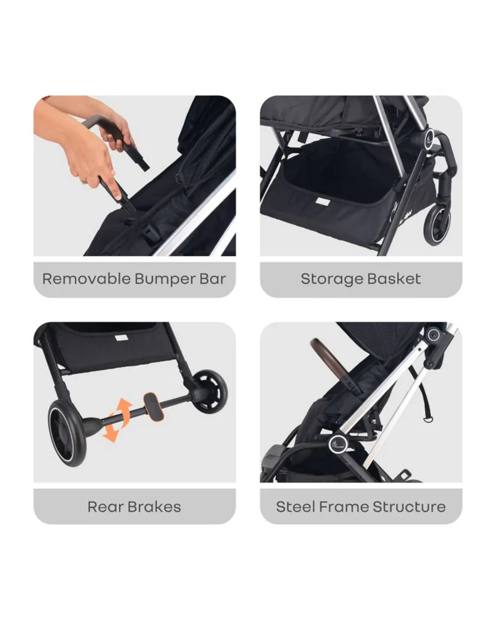 R for Rabbit Street Smart 360 Degree Rotatable Lightweight Baby Stroller-Flat Reclining Seat-One Hand Fold-6 Months Warranty-Pram for 0 to 3Y (Upto 20 kg)-Black - Image 10
