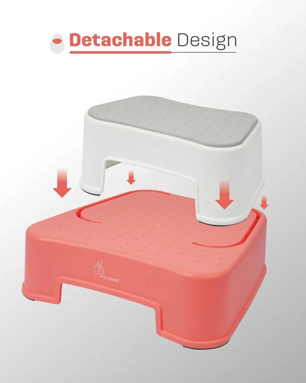 R For Rabbit Tiny Feets Baby Potty Step Stool-Red White - Image 4