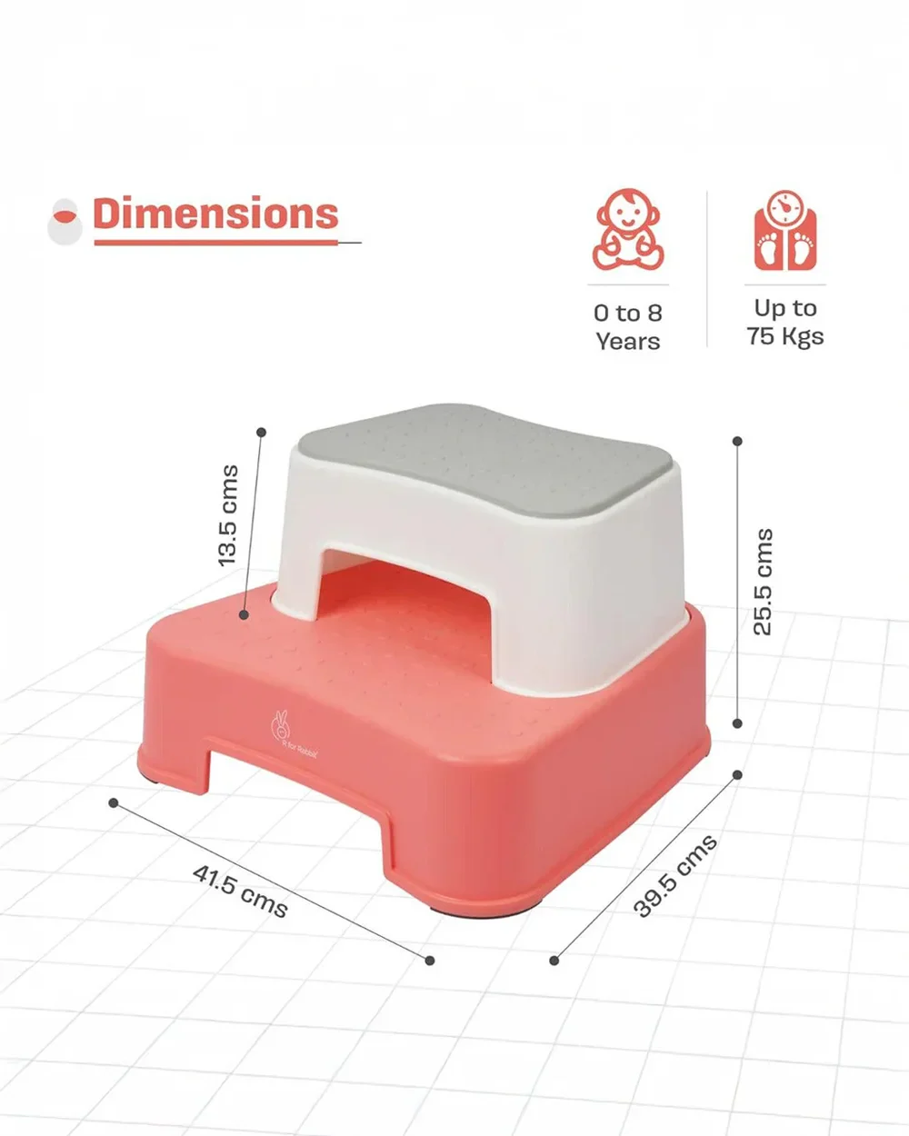 R For Rabbit Tiny Feets Baby Potty Step Stool-Red White - Image 7