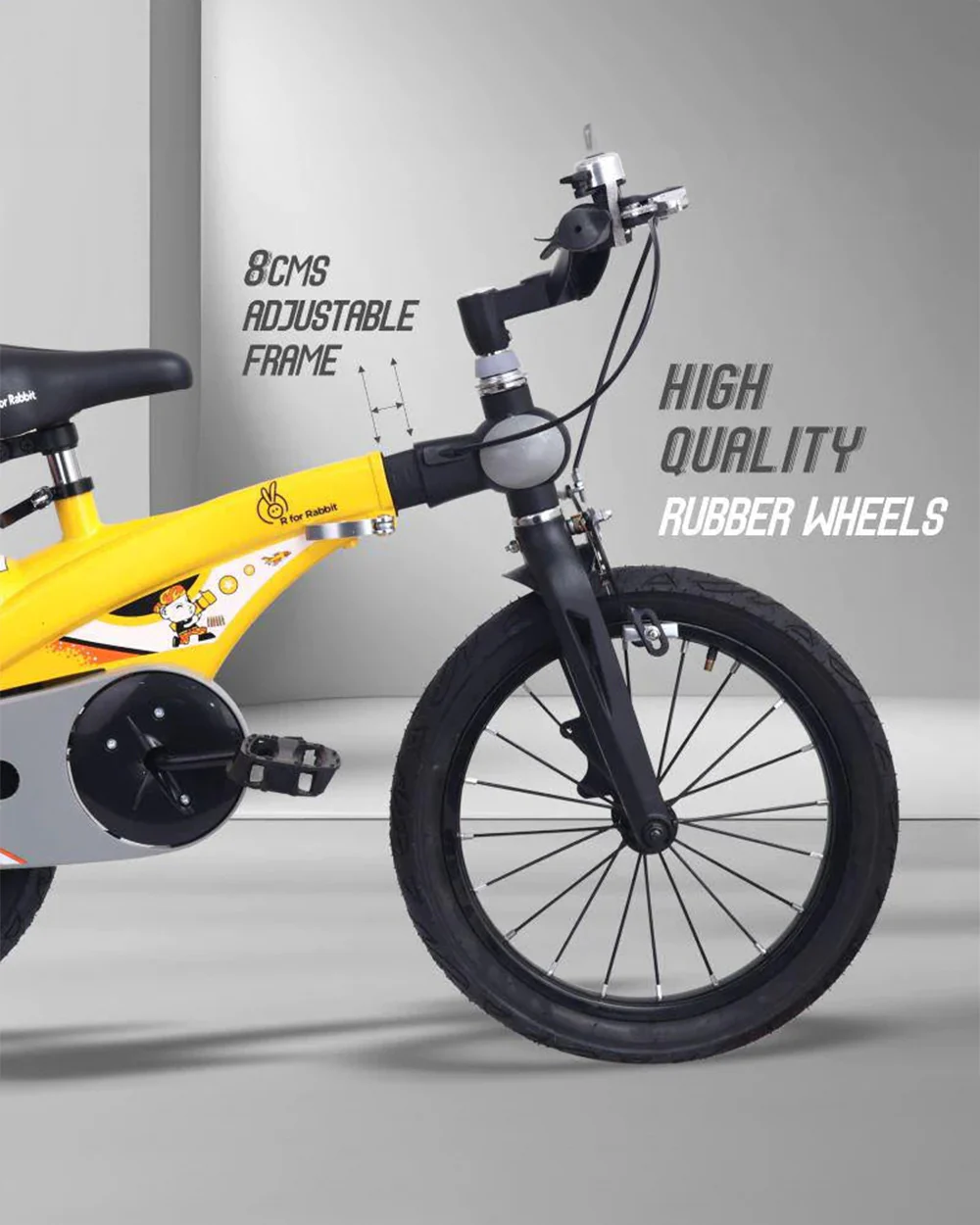 R for Rabbit Tiny Toes Jazz Bicycle-14 inch Wheels-90% Pre-Installed-Adjustable Structure-3Y to 5Y (Upto 40kg)-Yellow - Image 10