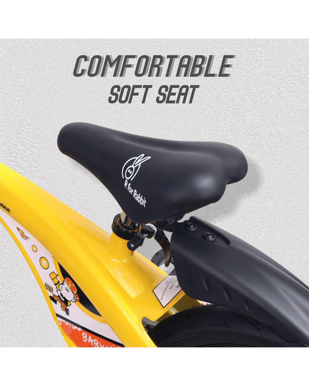 R for Rabbit Tiny Toes Jazz Bicycle-14 inch Wheels-90% Pre-Installed-Adjustable Structure-3Y to 5Y (Upto 40kg)-Yellow - Image 11