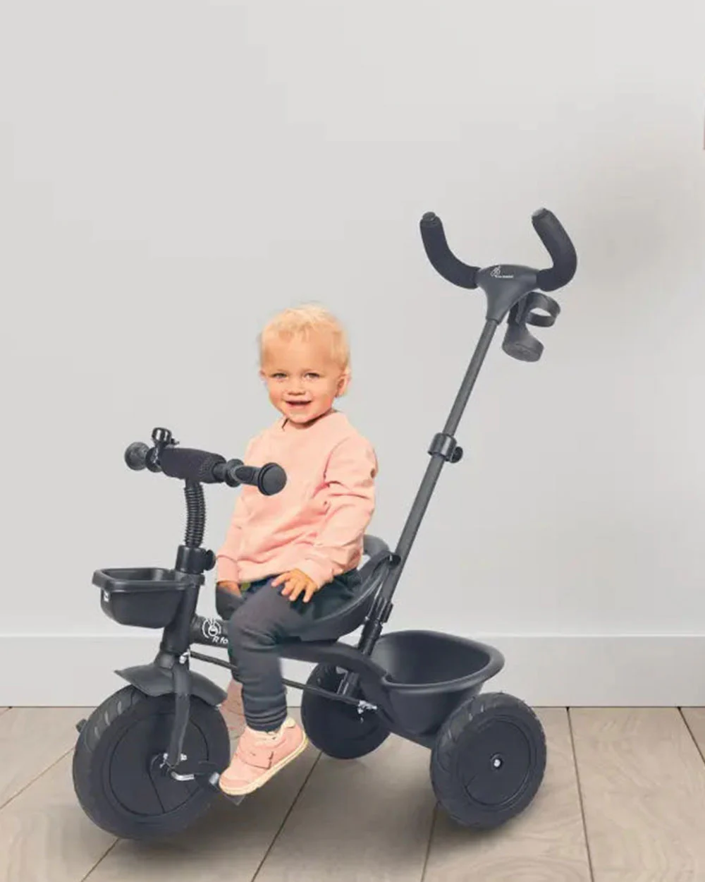 R for Rabbit Tiny Toes T20 Plus Tricycle-With Rubber Wheels-Adjustable Parental Control Handle-1.5Y to 5Y (Upto 25Kg)-Black - Image 7